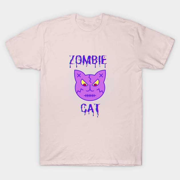 Zombie Cat Purple T-Shirt by PetraKDesigns